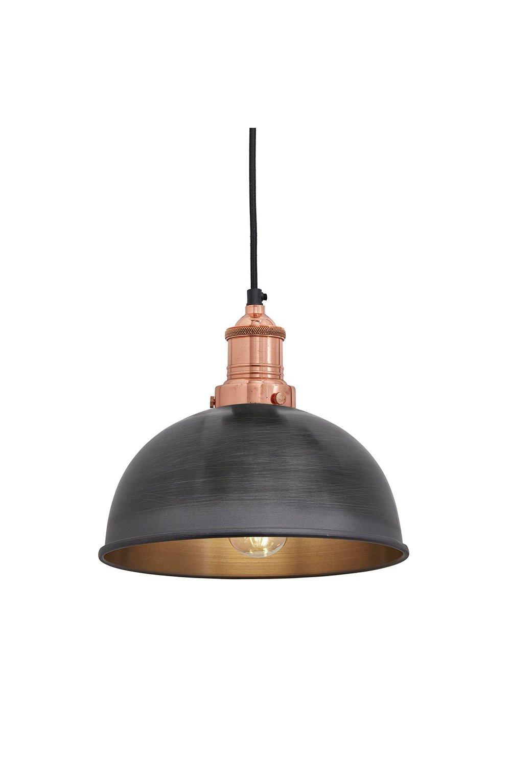 Brooklyn Dome Pendant, 8 Inch, Pewter, Copper Holder